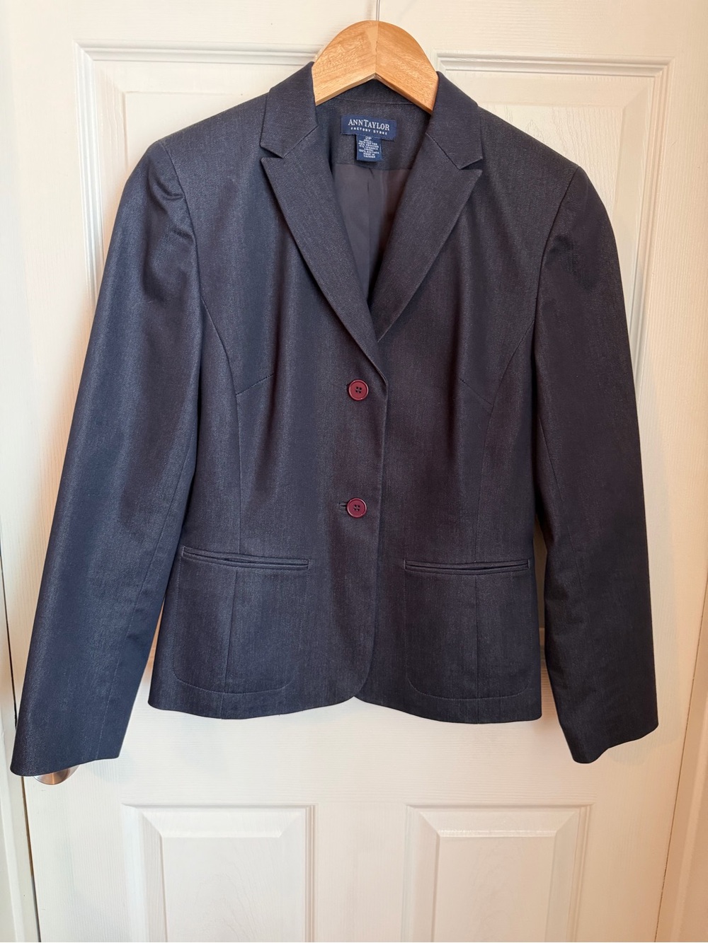 Size 2 Petite Ann Taylor Factory Classic Tailored Office Blazer Charcoal Grey